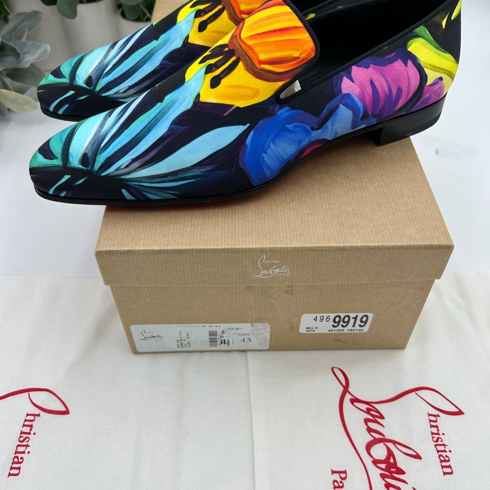 Men’s Christian Louboutin Dandy Chick satin loafers floral size 43 - Picture 9 of 9